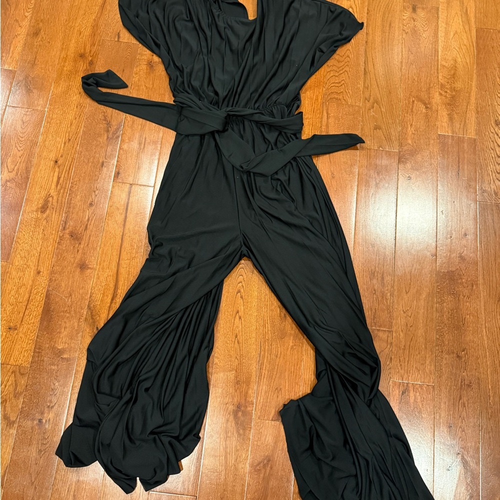 Pleated Mango Black Draped Jumpsuit